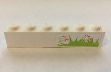 3009pb206 - Brick 1 x 6 with Grass and Hearts Pattern (Sticker) - Set 7586