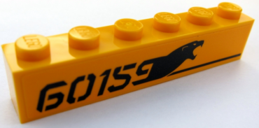 3009pb216R - Brick 1 x 6 with Black '60159', Panther Head and Black Stripe Pattern Model Right Side (Sticker) - Set 60159