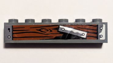 3009pb225R - Brick 1 x 6 with Wood Grain, Metal Plates and Silver Nails Pattern Model Right Side (Sticker) - Set 70605