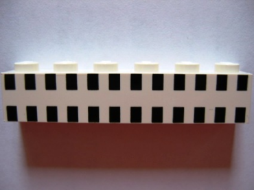 3009px21 - Brick 1 x 6 with Ferry Squares Black in 2 Lines Pattern