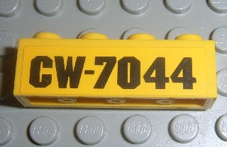 3010pb093 - Brick 1 x 4 with Black 'CW-7044' Pattern (Sticker) - Set 7044