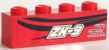 3010pb176L - Brick 1 x 4 with Silver 'ZX-9' and Black Pinstripes Pattern Model Left Side (Sticker) - Set 8150