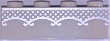 3010pb282 - Brick 1 x 4 with Silver Lace Pattern (BrickHeadz Bride Torso)