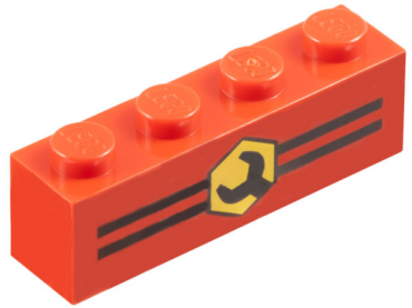 3010px6 - Brick 1 x 4 with Stripes and Wrench Pattern