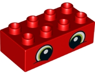 3011pb052 - Duplo, Brick 2 x 4 with Lime Eyes Pattern
