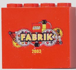 30144pb005 - Brick 2 x 4 x 3 with LEGO Fabrik 2003 Pattern