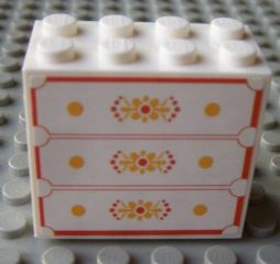 30144pb086 - Brick 2 x 4 x 3 with Drawers Pattern (Sticker) - Set 7586