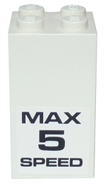 30145pb007 - Brick 2 x 2 x 3 with 'MAX 5 SPEED' on Both Sides Pattern (Stickers) - Set 8147