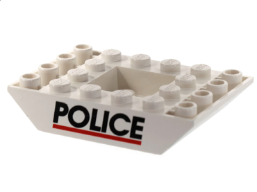 30183px1 - Slope, Inverted 45 6 x 4 Double with Recessed Center with Black 'POLICE' and Red Line Pattern