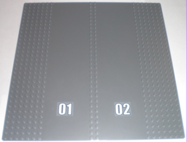 30225c01pb02 - Baseplate, Road 32 x 32 7-Stud Straight with Double Driveway with '01 and '02' Pattern (Stickers) - Set 7744