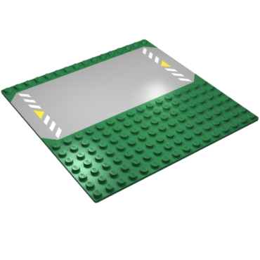 30225p01 - Baseplate, Road 16 x 16 with Light Gray Driveway, White Danger Stripes, and Yellow Triangles Pattern