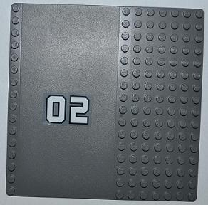 30225pb06 - Baseplate, Road 16 x 16 with White '02' in Middle Pattern (Sticker) - Set 7945