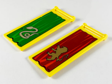 30292px1 - Flag 7 x 3 with Bar Handle with HP Gryffindor Lion on Dark Red Banner / HP Slytherin Snake on Green Banner Pattern