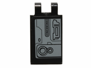 30350bpb006L - Tile, Modified 2 x 3 with 2 Clips with SW Machinery Pattern Model Left Side (Sticker) - Set 75018