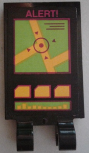 30350bpb050 - Tile, Modified 2 x 3 with 2 Clips with 'ALERT!' and Satellite Map Pattern (Sticker) - Set 79117