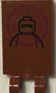 30350bpb055 - Tile, Modified 2 x 3 with 2 Clips with TMNT Minifigure Head and Torso in Magenta Bull's Eye Pattern (Sticker) - Set 79117
