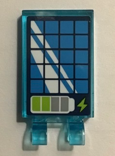 30350bpb109 - Tile, Modified 2 x 3 with 2 Clips with Solar Panel and Battery Power Indicator Pattern (Sticker) - Set 41307