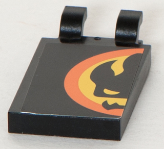 30350cpb028 - Tile, Modified 2 x 3 with 2 U Clips with Agents Dr. Inferno Logo Pattern Right Half (Sticker) - Set 8630