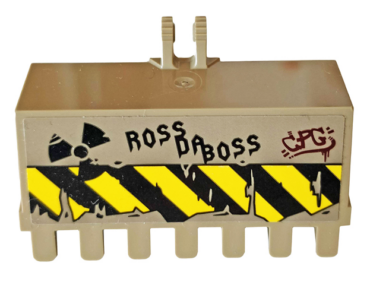 30394pb01 - Vehicle, Digger Bucket 7 Teeth 3 x 6 with Locking 2 Finger Hinge with 'ROSS DA BOSS', 'CPG' and Nuclear Symbol Pattern (Sticker) - Set 76078