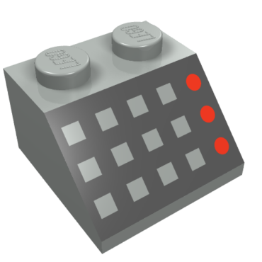 3039p32 - Slope 45 2 x 2 with 12 Buttons and 3 Red Lamps on Black Background Pattern