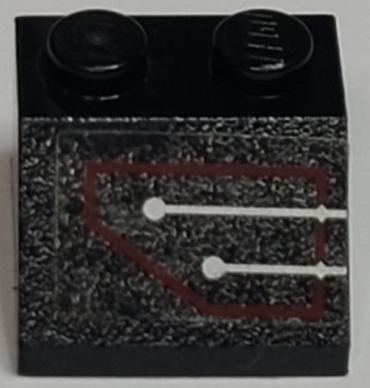 3039pb052 - Slope 45 2 x 2 with Silver Circuitry, 2 Lines Straight in Red Outline Pattern (Sticker) - Set 7702