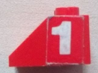 3039pb059 - Slope 45 2 x 2 with White Number 1 Pattern on Both Sides (Stickers) - Set 602-1, 6602