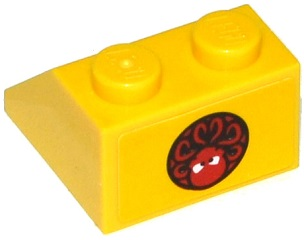 3039pb095 - Slope 45 2 x 2 with Upside Down Red Octopus in Black Circle (Marvel Hydra Logo) Pattern on End (Sticker) - Set 76065