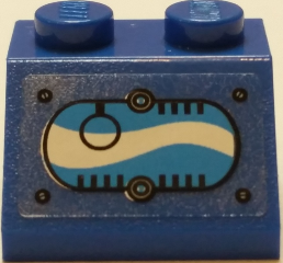 3039pb105L - Slope 45 2 x 2 with Window with Black Ring in Oval with Blue and White Swirls Pattern Model Left Side (Sticker) - Set 70013