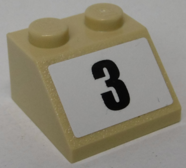 3039pb129 - Slope 45 2 x 2 with Black Number 3 on White Background Pattern (Sticker) - Set 8864