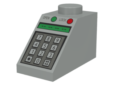 3040pb010 - Slope 45 2 x 1 with Number Keypad, 'OPEN', 'LOCK', and Green and Red Buttons Pattern