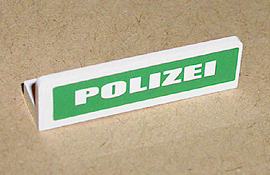 30413pb006 - Panel 1 x 4 x 1 with White 'POLIZEI' on Green Background Pattern (Sticker) - Set 7236-1