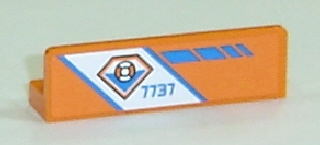 30413pb012L - Panel 1 x 4 x 1 with Coast Guard Logo and Blue '7737' on Diagonal White Stripe Pattern Model Left Side (Sticker) - Set 7737