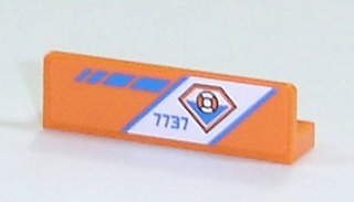 30413pb012R - Panel 1 x 4 x 1 with Coast Guard Logo and Blue '7737' on Diagonal White Stripe Pattern Model Right Side (Sticker) - Set 7737