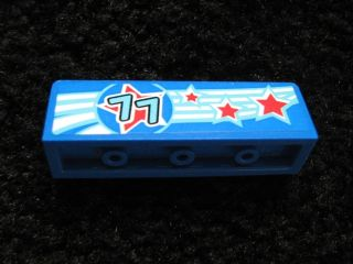 30413pb034L - Panel 1 x 4 x 1 with Red Stars, Medium Azure '77', White Stripes Pattern Model Left Side (Sticker) - Set 9094