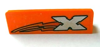 30413pb035R - Panel 1 x 4 x 1 with Silver Letter X Island Xtreme Stunts Logo, Red and Yellow Lightning Bolt Pattern Model Right (Sticker) - Set 6740