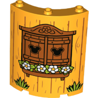 30562pb077 - Cylinder Quarter 4 x 4 x 6 with Grass, Flowers, Mickey Mouse Heads and Wooden Shutters Pattern