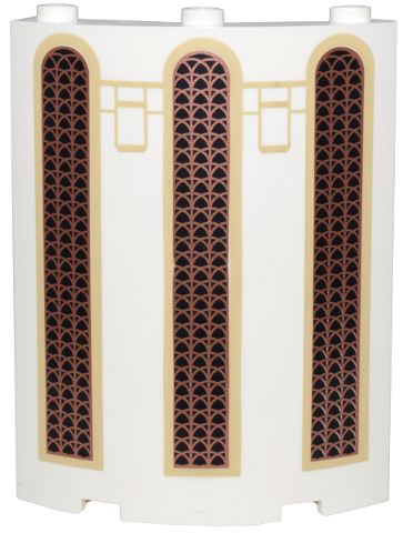 30562pb093 - Cylinder Quarter 4 x 4 x 6 with Black Narrow Arched Windows with Copper Lattice Screens and Tan Frames Pattern