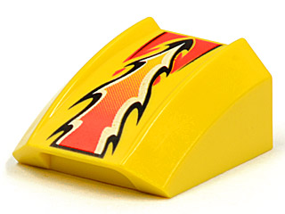 30602pb019 - Slope, Curved 2 x 2 Lip with Red/White/Black Flame Pattern