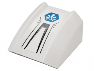 30602pb085 - Slope, Curved 2 x 2 Lip with Black Lines and Blue Chima Logo Pattern (Sticker) - Set 70010