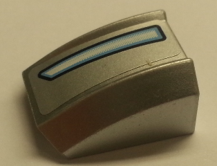 30602pb086R - Slope, Curved 2 x 2 Lip with Headlight Medium Blue and White Pattern Model Right Side (Sticker) - Set 8140