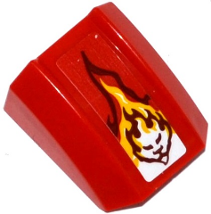 30602pb087 - Slope, Curved 2 x 2 Lip with Flame and Lion Head Pattern (Sticker) - Set 70600