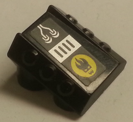 30603pb23 - Brick, Modified 2 x 2 No Studs, Sloped with 6 Side Pistons Raised with Wires, Grille and Agents Dr. Inferno Logo Pattern (Sticker) - Set 8633