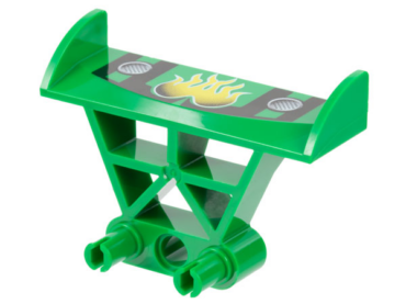 30626pb02 - Vehicle, Spoiler 3 x 4 x 6 with Yellow Flames and Black Stripes Pattern