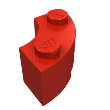 3063 - Brick, Round Corner 2 x 2 Macaroni with Stud Notch