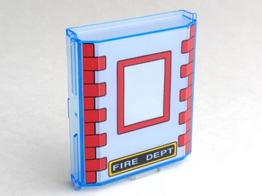 30650pb02 - Panel 2 x 8 x 8 with Red Bricks and Window Frame, White 'FIRE DEPT' on Black Background Pattern