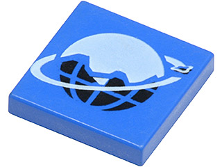 3068p61 - Tile 2 x 2 with Ice Planet 2002 Logo, Globe with Ice Pattern