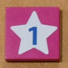 3068pb0186 - Tile 2 x 2 with Light Blue Star and Blue Number 1 Pattern (Sticker) - Set 5944