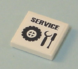3068pb0188 - Tile 2 x 2 with 'SERVICE' and Tire and Tools Pattern (Sticker) - Set 7642