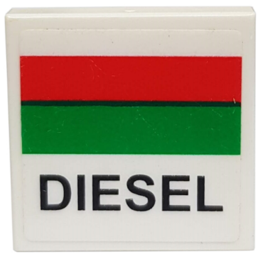 3068pb0211 - Tile 2 x 2 with Red and Green Stripe, Black 'DIESEL' Pattern (Sticker) - Set 7993