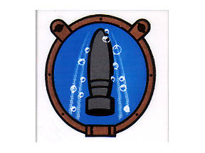 3068pb0358 - Tile 2 x 2 with Torpedo and Bubbles in Porthole Pattern